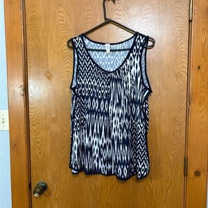 Perseption Navy and White Patterned Blouse